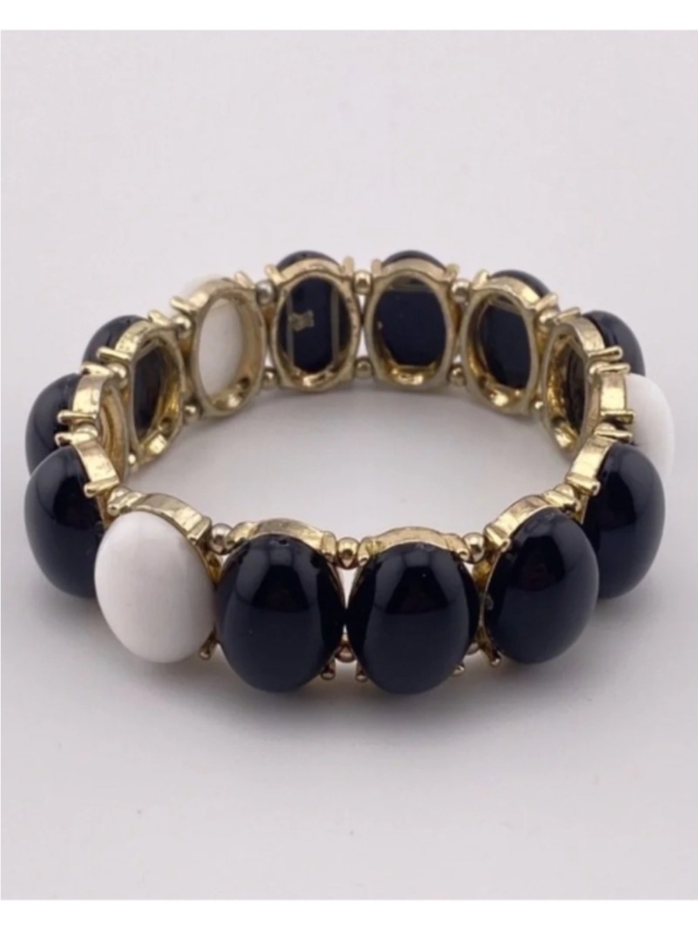 5 for $20 Black White Gold Tone Stretch Bracelet
